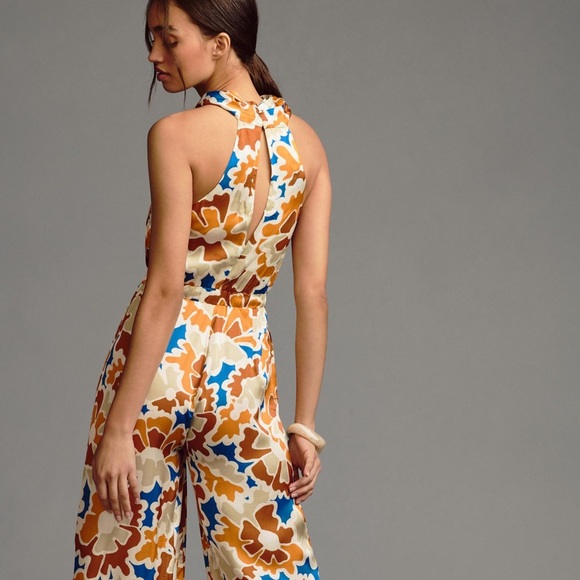 ✨ Anthropologie Printed Halter Jumpsuit Sz SP - Picture 9 of 10